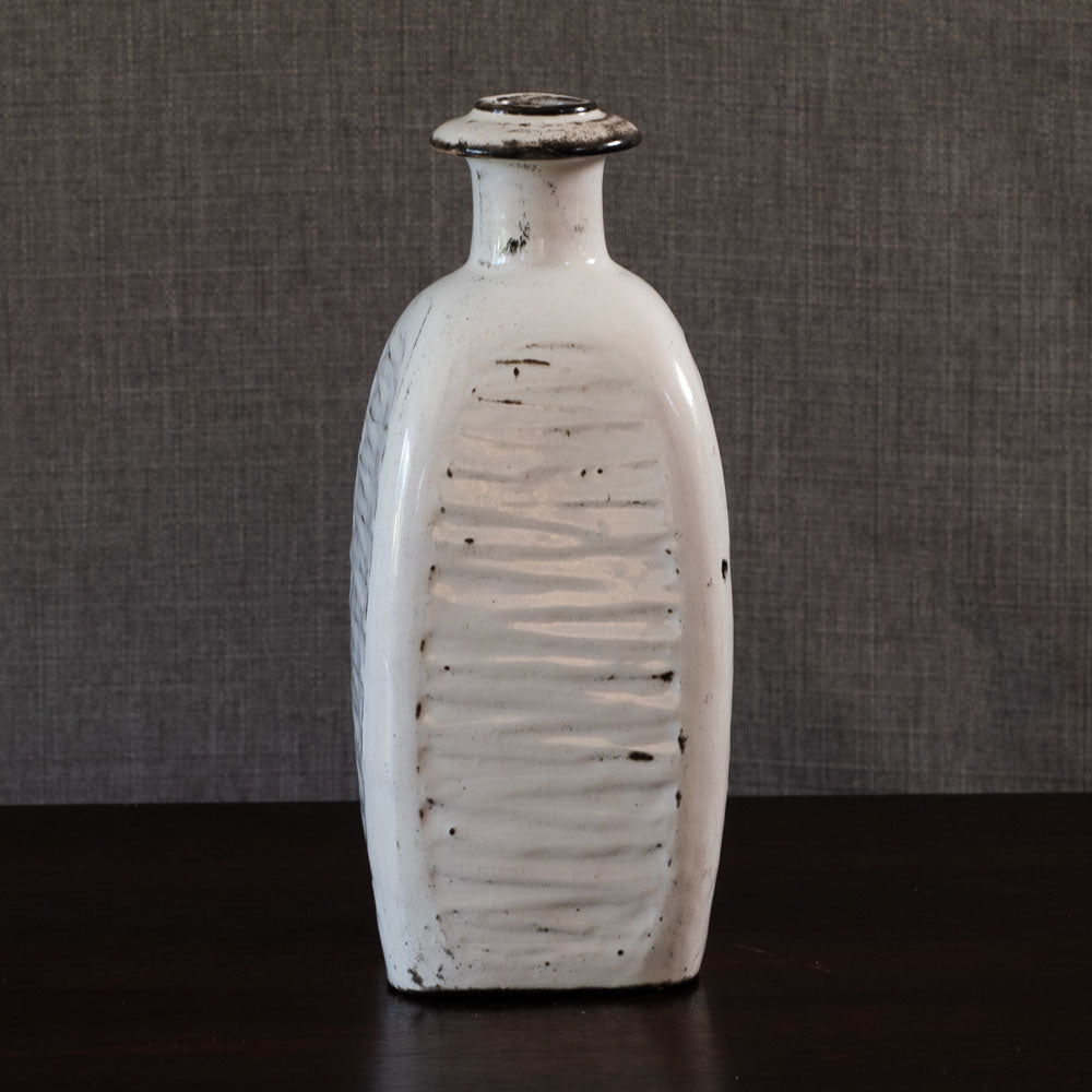 Nils Kahler for Kähler Keramik, Denmark, earthenware bottle vase with black and white glaze L3511