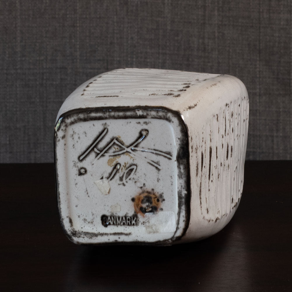 Nils Kahler for Kähler Keramik, Denmark, earthenware bottle vase with black and white glaze L3511
