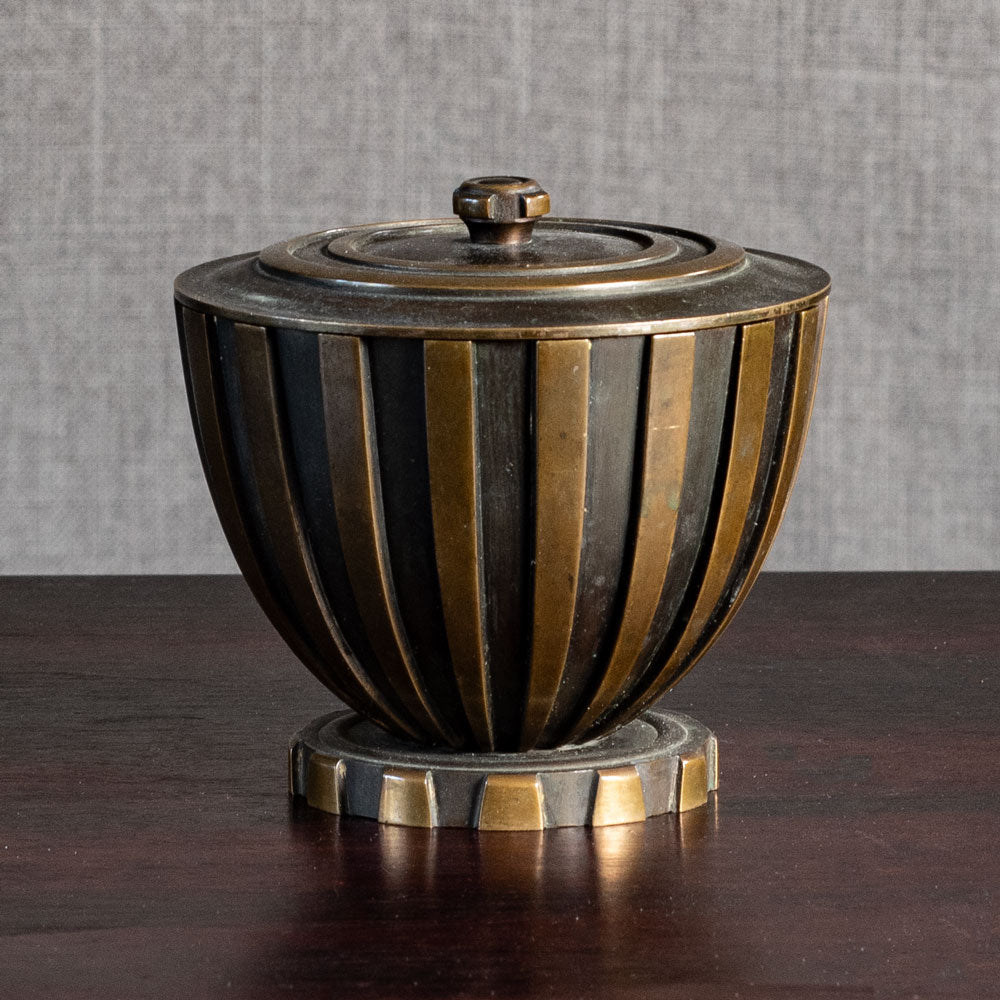 Tinos, Denmark fluted bronze jar with lid, 1930s L3923