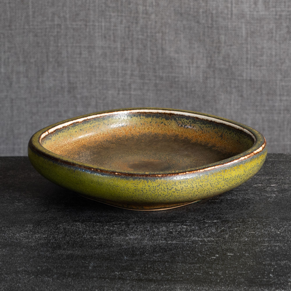 Nils Thorsson for Royal Copenhagen, Denmark, stoneware bowl with solfatara glaze L3878