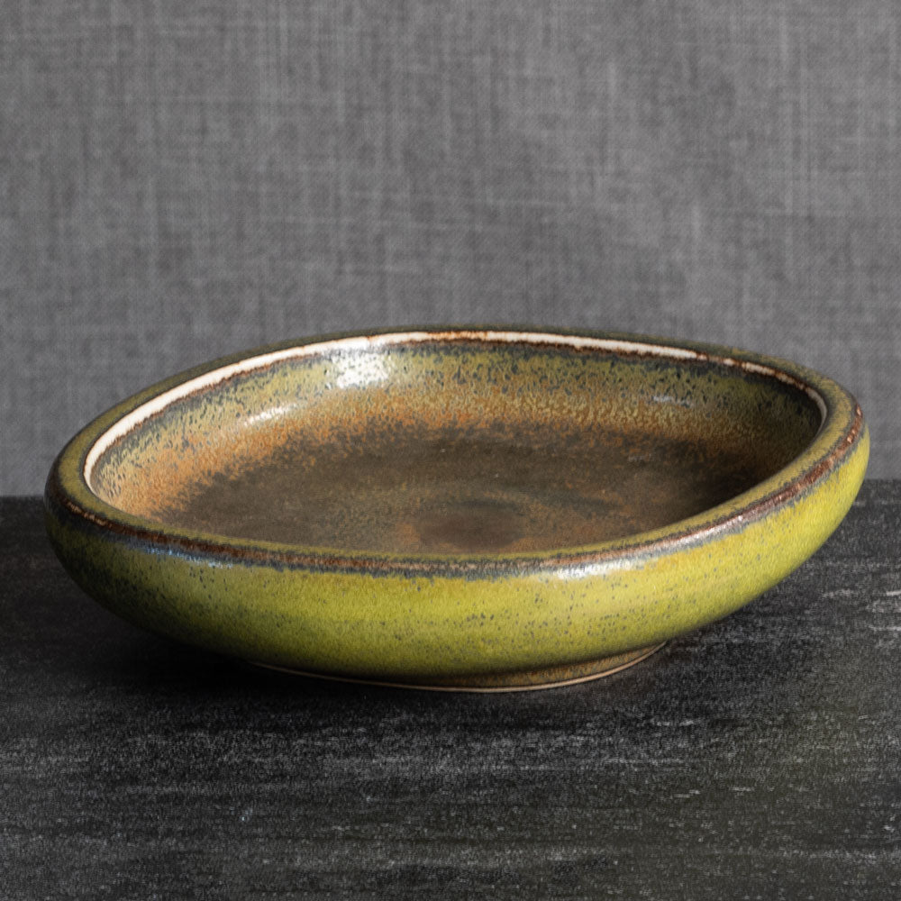 Nils Thorsson for Royal Copenhagen, Denmark, stoneware bowl with solfatara glaze L3878