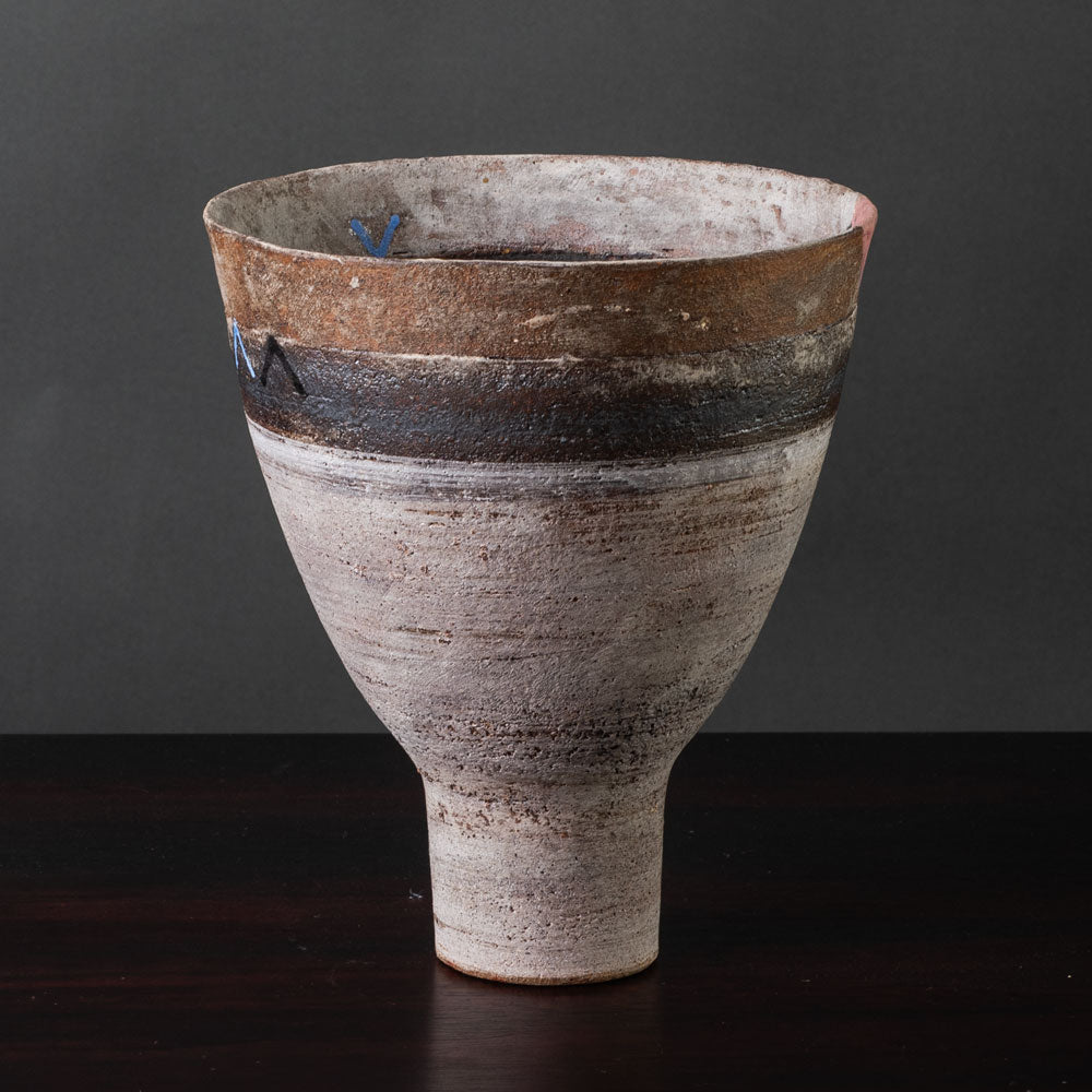 Robin Welch, UK, unique stoneware vase with brown, gray, pink and blue glaze K2180