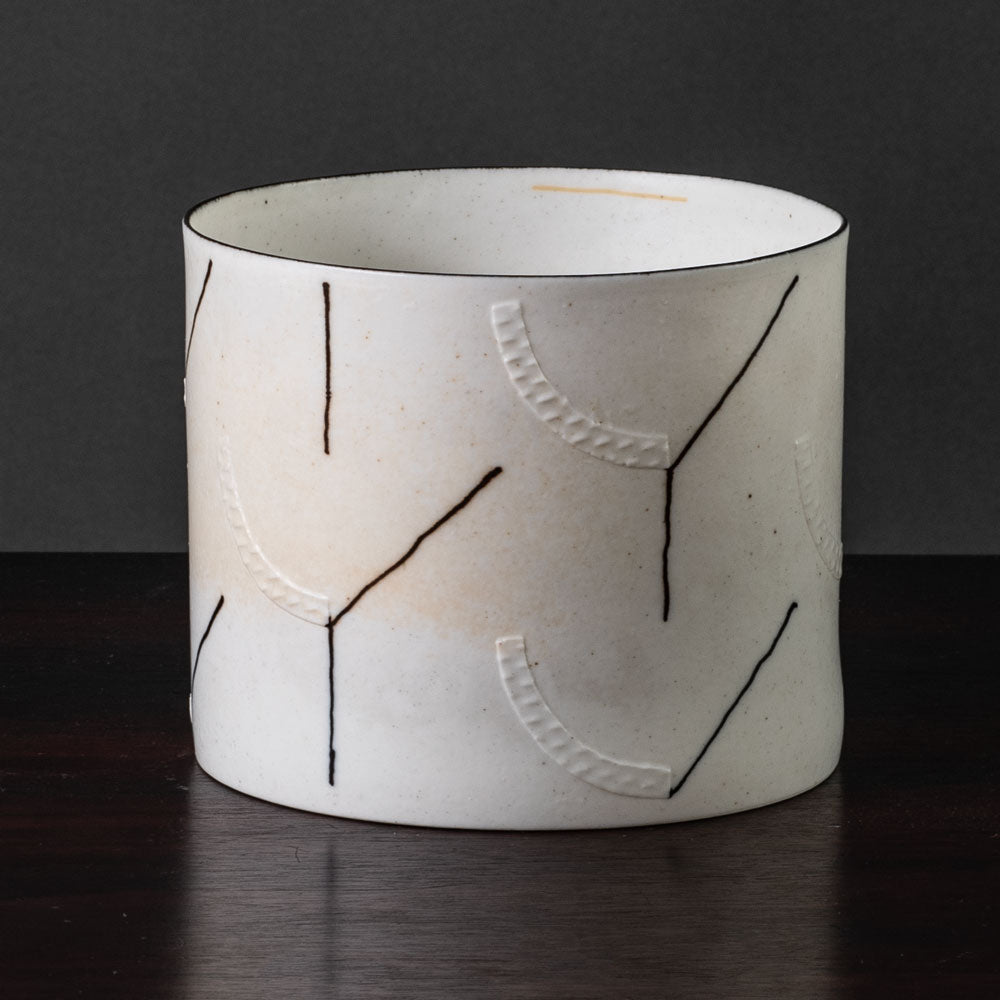 Bodil Manz, own studio, Denmark, cylindrical porcelain vessel K2514