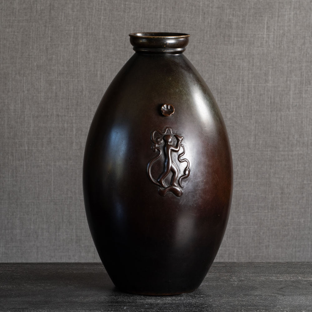Just Andersen, Denmark, very large bronze vase with figures in relief L3863