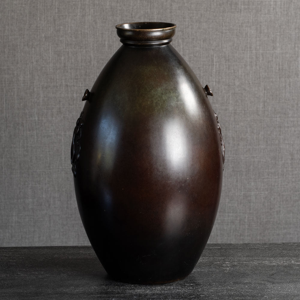 Just Andersen, Denmark, very large bronze vase with figures in relief L3863