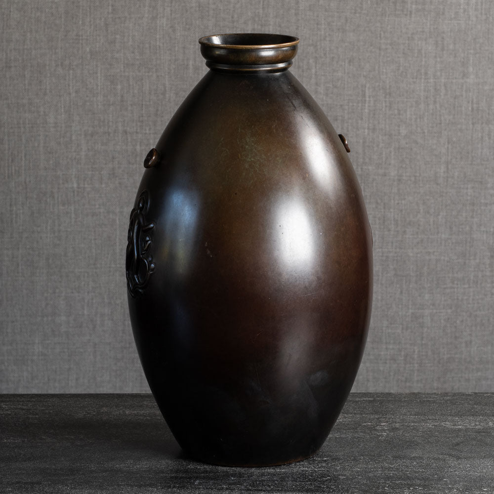 Just Andersen, Denmark, very large bronze vase with figures in relief L3863