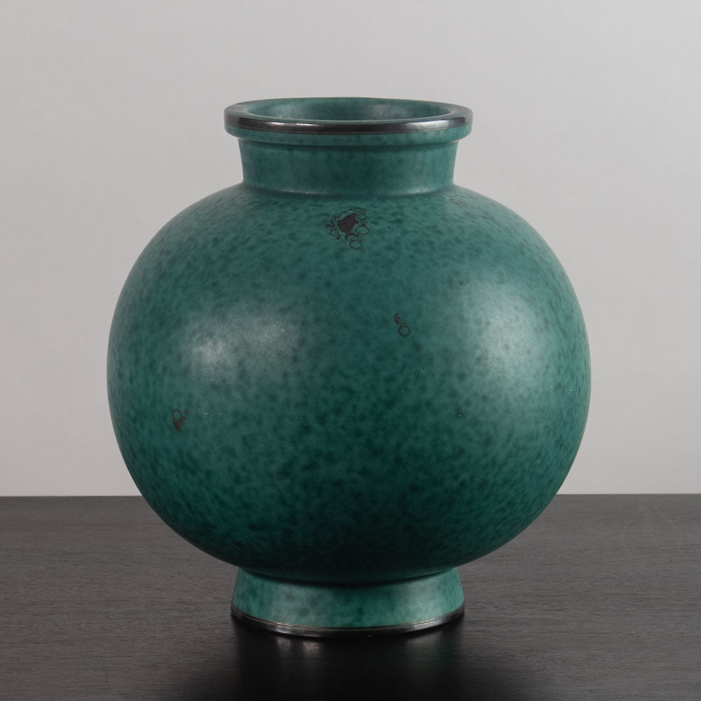 Wilhelm Kåge for Gustavsberg, Sweden, "Argenta" vase with mermaid and fish illustration J1556