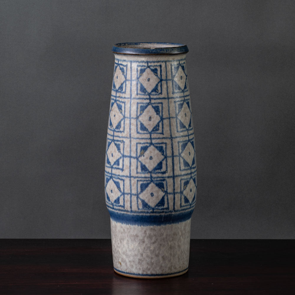 Marianne Starck for Michael Andersen and Sons stoneware vase with gray and blue patterned glaze K2467