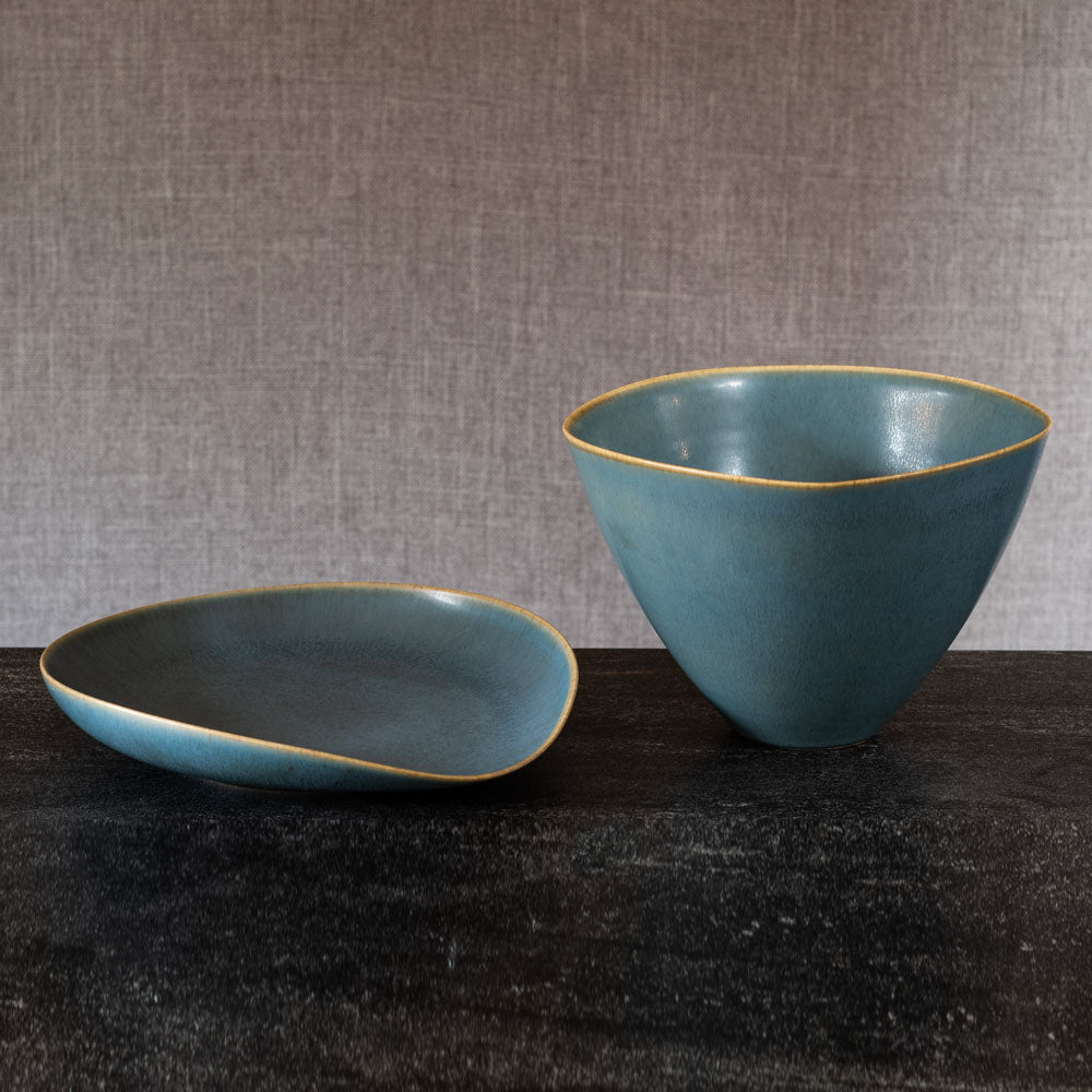 Two pale blue bowls by Palshus, Denmark