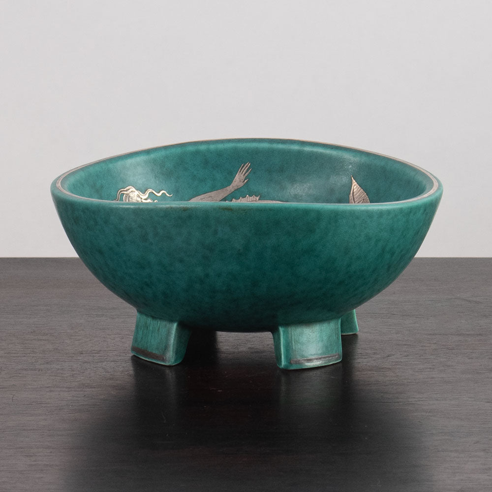 Wilhelm Kåge for Gustavsberg, Sweden, "Argenta" bowl with mermaid illustration J1678
