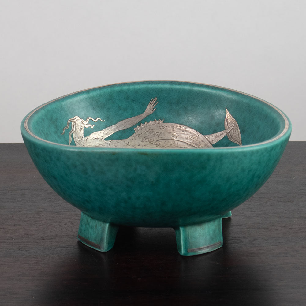 Wilhelm Kåge for Gustavsberg, Sweden, "Argenta" bowl with mermaid illustration J1678