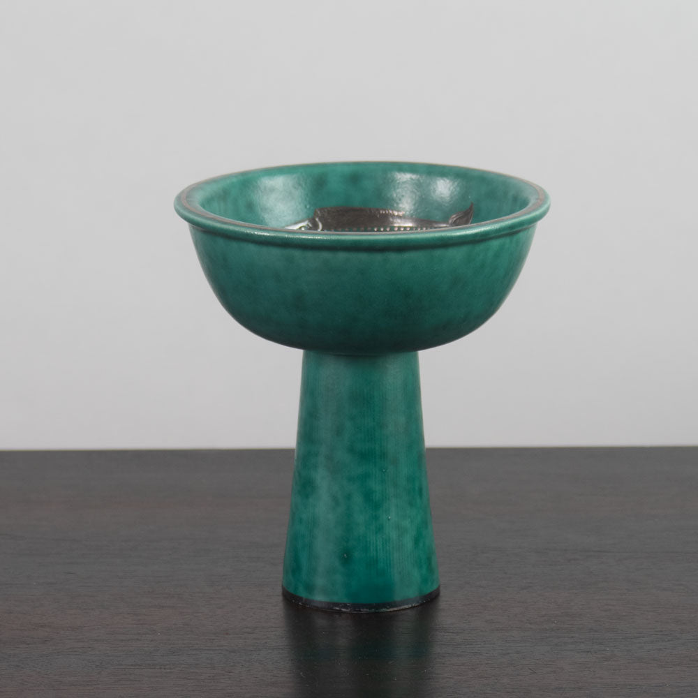 Wilhelm Kåge for Gustavsberg, Sweden, "Argenta" footed bowl with fish illustration H1576