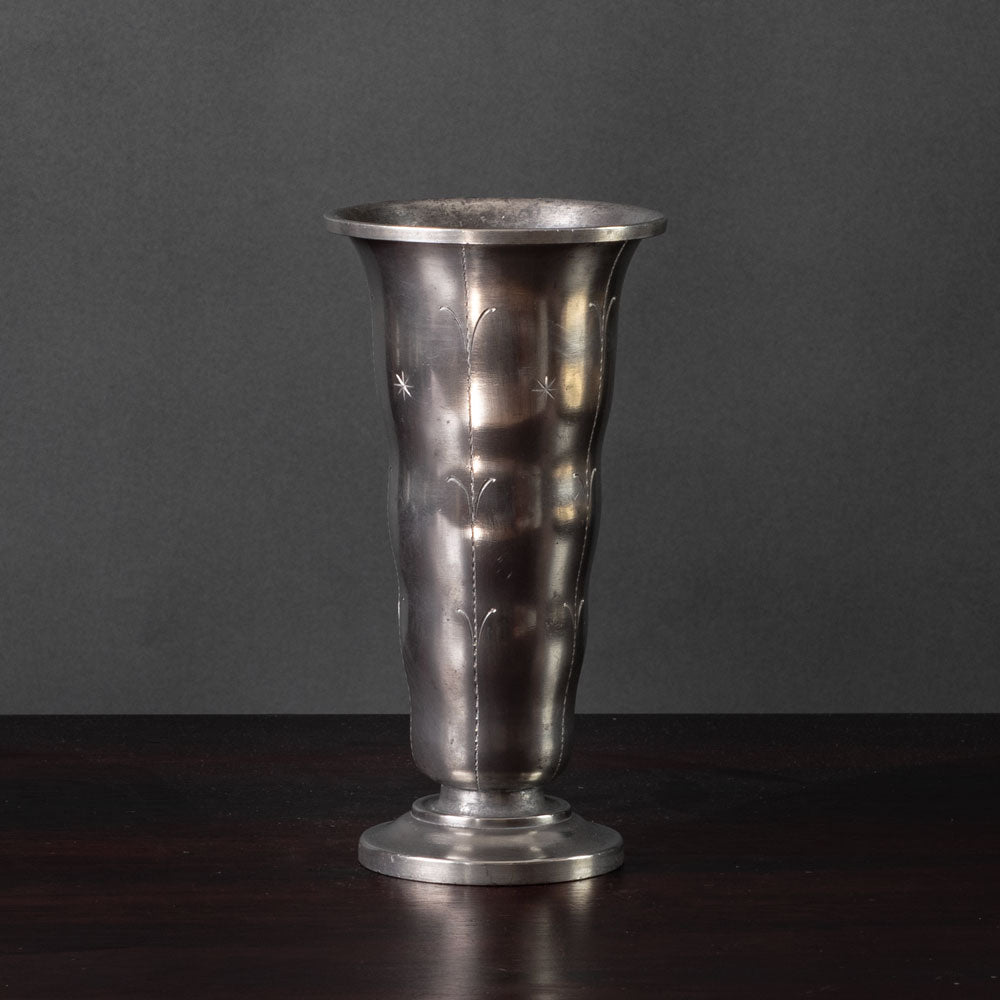 CG Hallberg, Sweden, pewter footed vase K2478