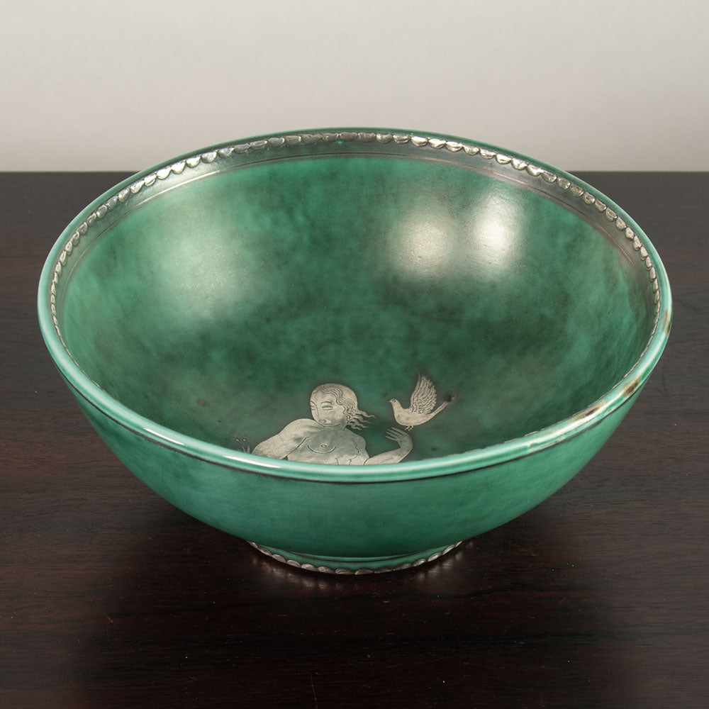 Wilhelm Kåge for Gustavsberg, Sweden, "Argenta" bowl with illustration of woman  K2097