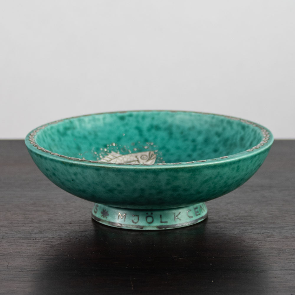 Wilhelm Kåge for Gustavsberg, Sweden, "Argenta" bowl with fish illustration J1679