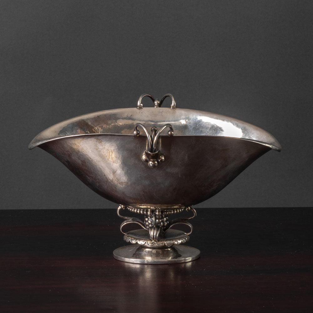 Georg Jensen, Denmark, sterling silver ornate footed bowl