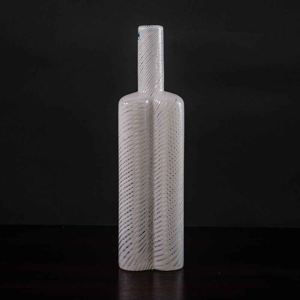Heikki Orvola for Nuutajarvi Nottsjo, Finland, filigrana bottle vase in white and clear glass K2034