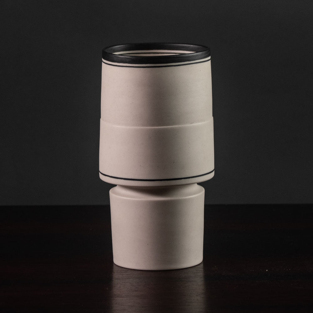 Nicholas Homoky, UK, porcelain footed bowl with black and white glaze J1618