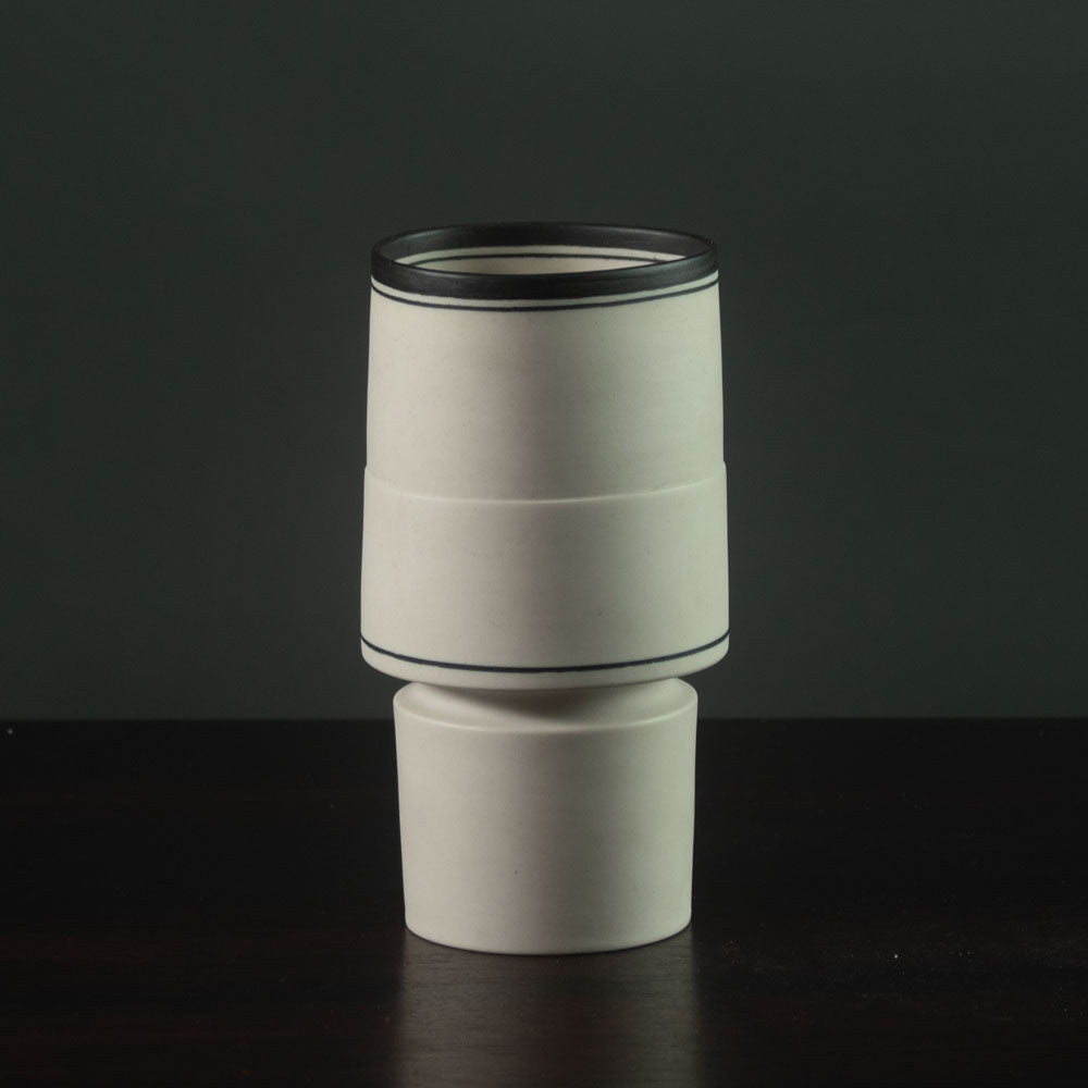 Nicholas Homoky, UK, porcelain footed bowl with black and white glaze J1618