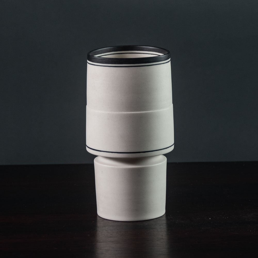 Nicholas Homoky, UK, porcelain footed bowl with black and white glaze J1618