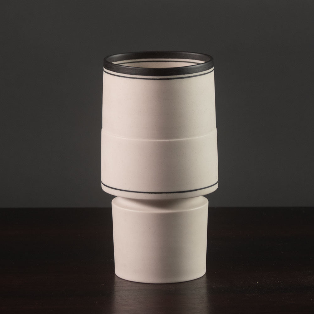 Nicholas Homoky, UK, porcelain footed bowl with black and white glaze J1618