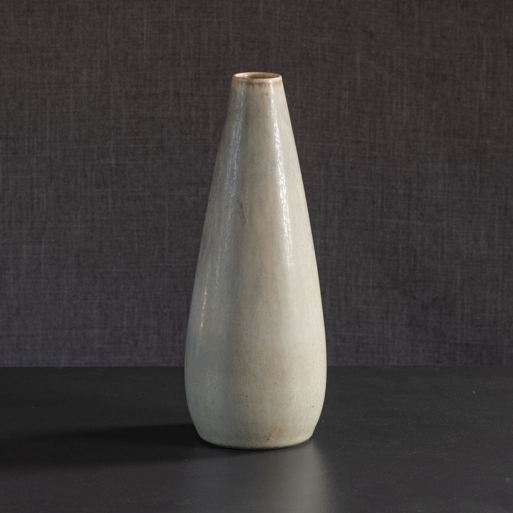 Per Linnemann-Schmidt for Palshus, Denmark, stoneware vase with cream and gray haresfur glaze L3869