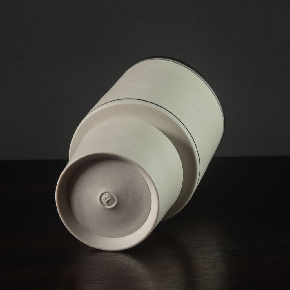 Nicholas Homoky, UK, porcelain footed bowl with black and white glaze J1618