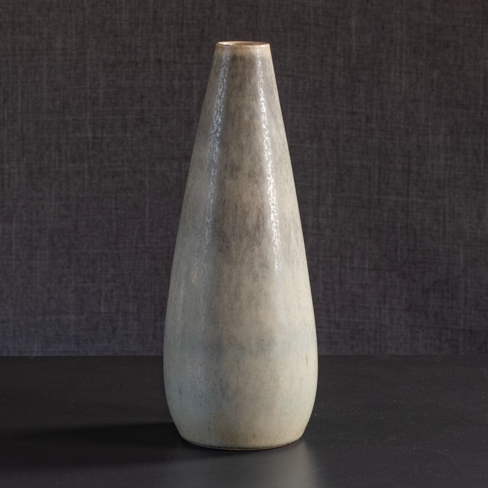 Per Linnemann-Schmidt for Palshus, Denmark, stoneware vase with cream and gray haresfur glaze L3869