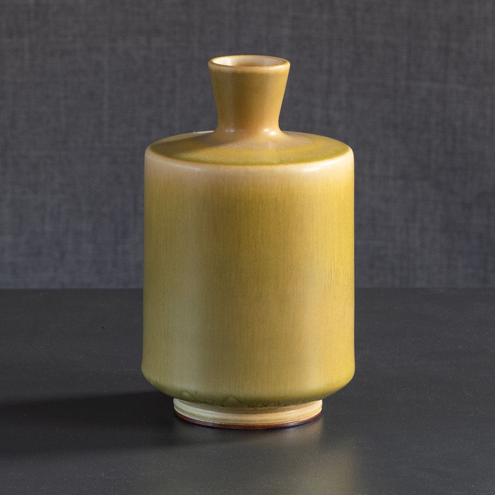 Berndt Friberg for Gustavsberg, Sweden, stoneware vase with yellow haresfur glaze L3885