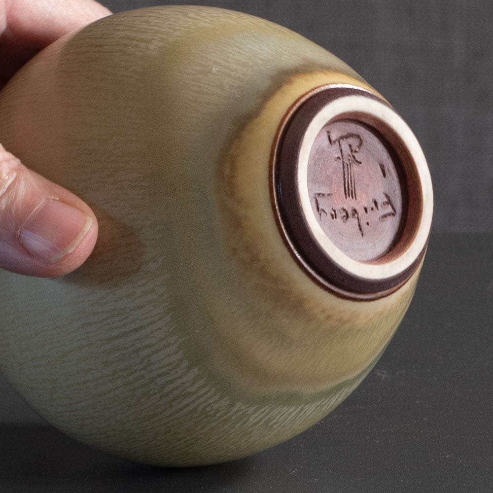 Berndt Friberg for Gustavsberg, Sweden, stoneware vase with yellow ochre haresfur glaze L3883