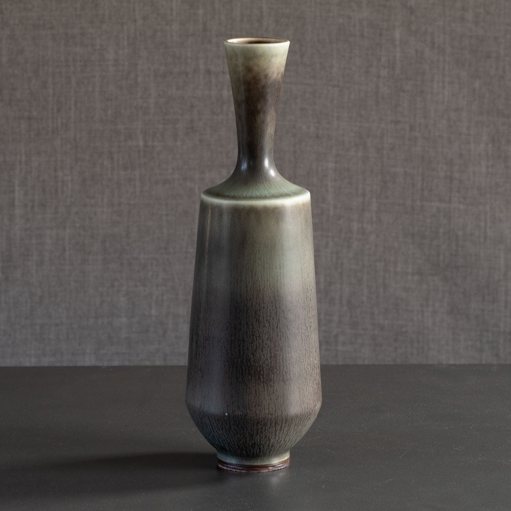 Berndt Friberg for Gustavsberg, Sweden, stoneware vase with gray haresfur glaze L3917