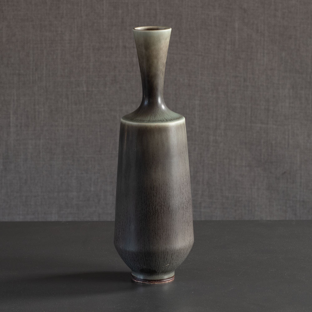 Berndt Friberg for Gustavsberg, Sweden, stoneware vase with gray haresfur glaze L3917