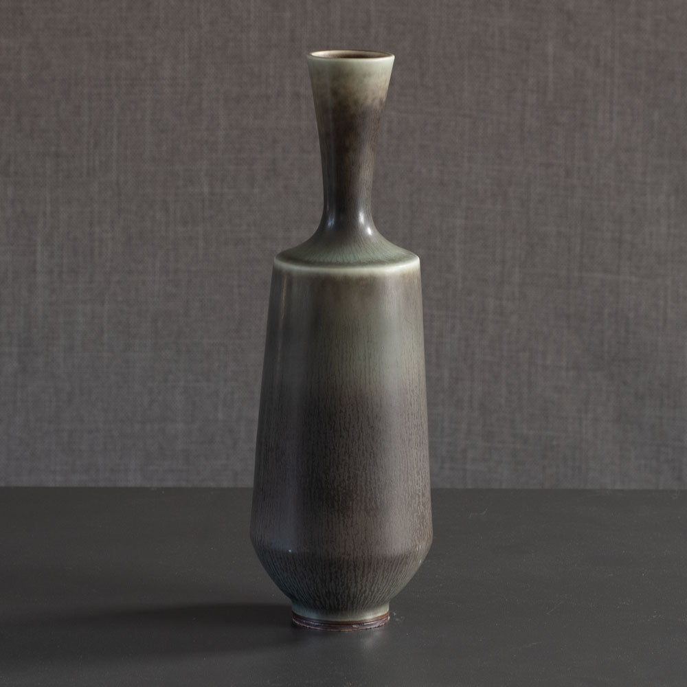 Berndt Friberg for Gustavsberg, Sweden, stoneware vase with gray haresfur glaze L3917