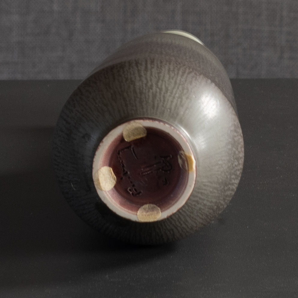 Berndt Friberg for Gustavsberg, Sweden, stoneware vase with gray haresfur glaze L3917