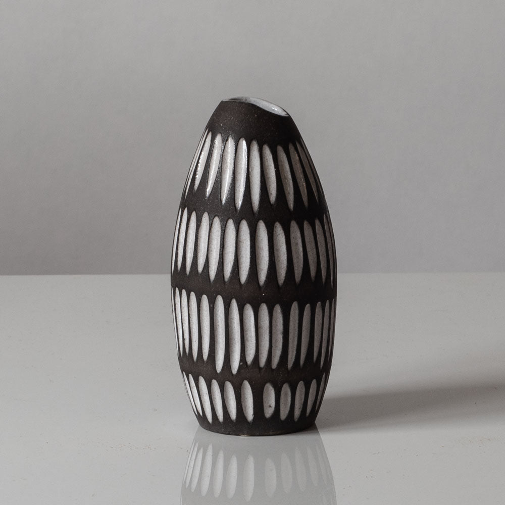 Ingrid Atterberg for Uppsala, stoneware vase brown and white vase K2550