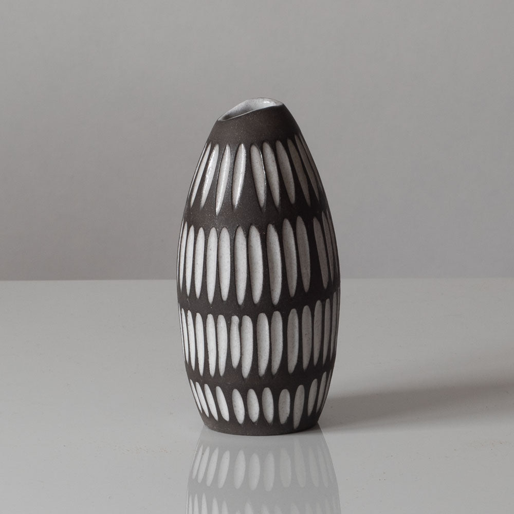 Ingrid Atterberg for Uppsala, stoneware vase brown and white vase K2550