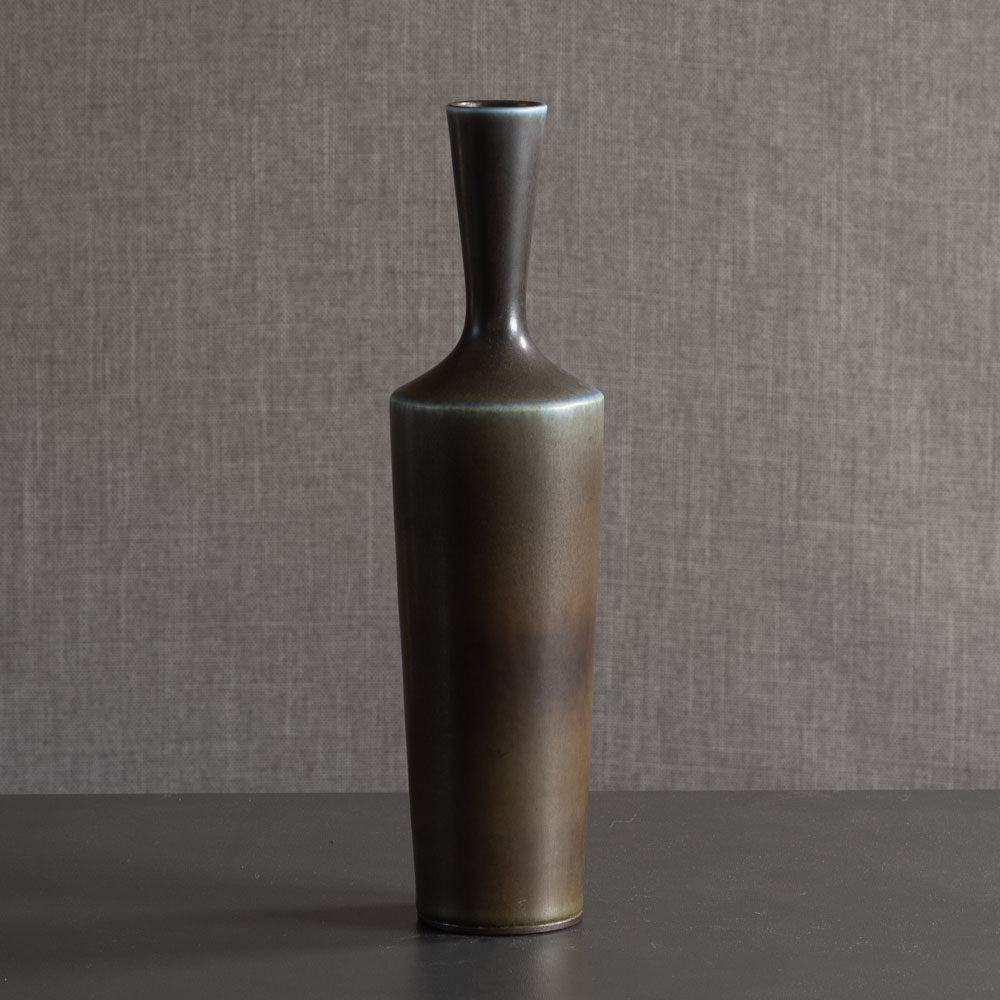 Berndt Friberg for Gustavsberg, Sweden, stoneware vase with blue-gray haresfur glaze L3905