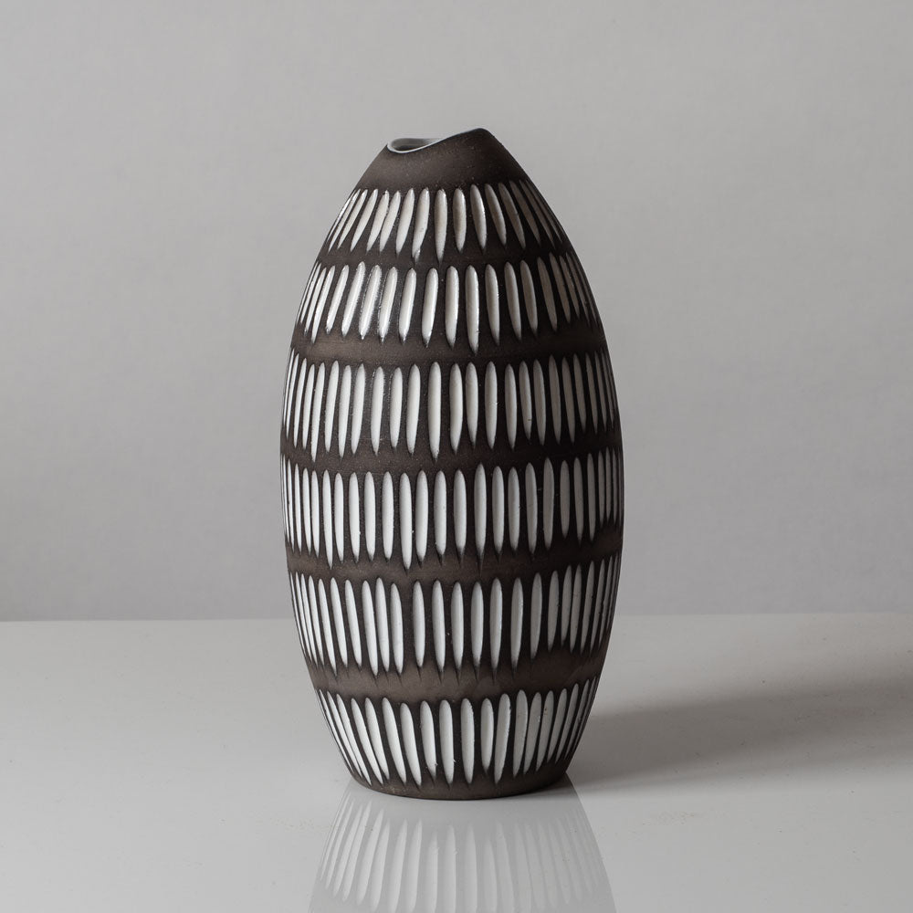 Ingrid Atterberg for Uppsala, stoneware vase brown and white vase K2549