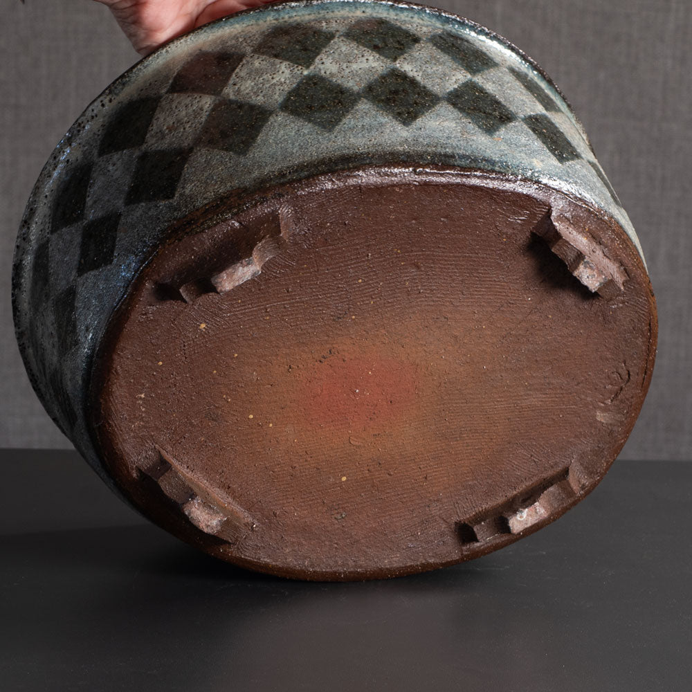 Lis Ehrenreich, own studio, Denmark, earthenware bowl with green and gray glaze L3948