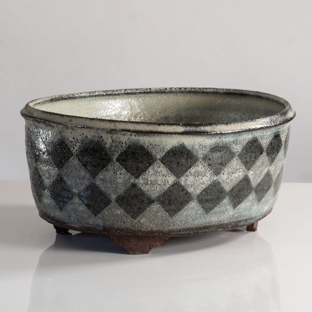 Lis Ehrenreich, own studio, Denmark, earthenware bowl with green and gray glaze L3948