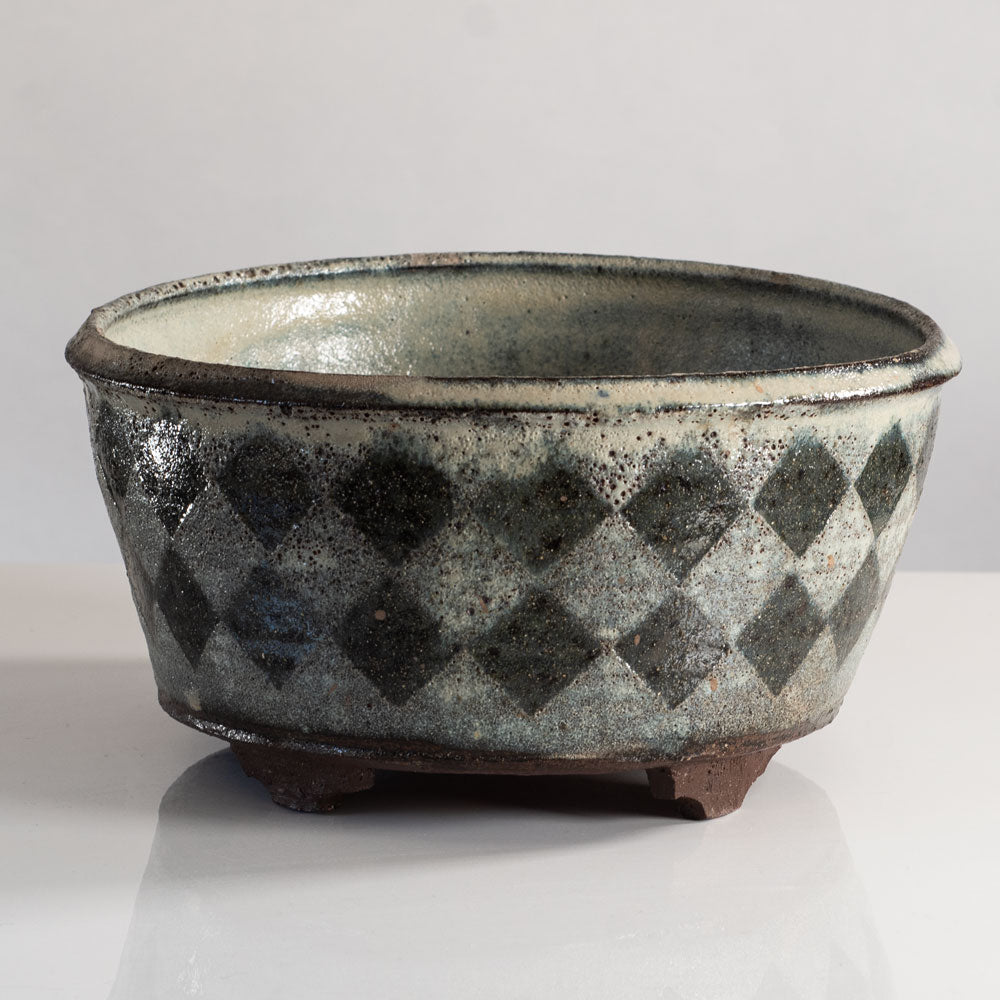 Lis Ehrenreich, own studio, Denmark, earthenware bowl with green and gray glaze L3948