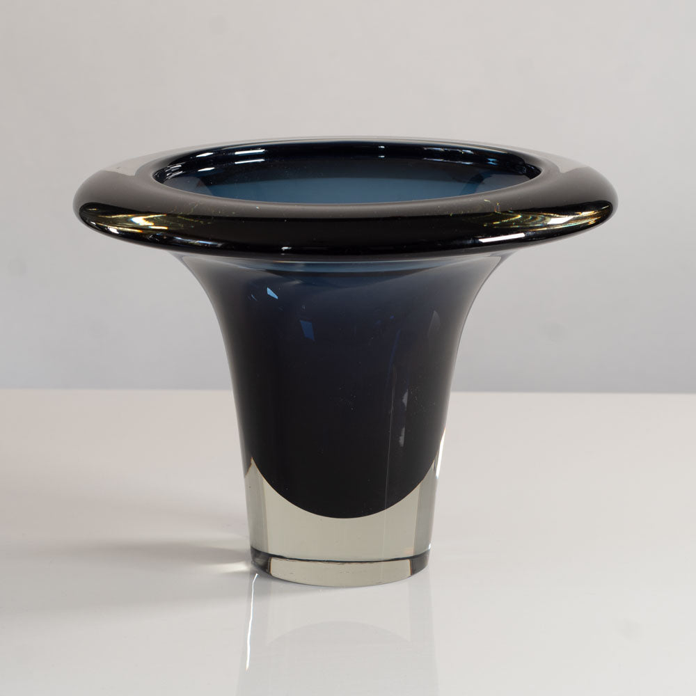 Jaakko Niemi for Nuutäjarvi-Nottsjö , Finland, blue sommerso glass vase L3966