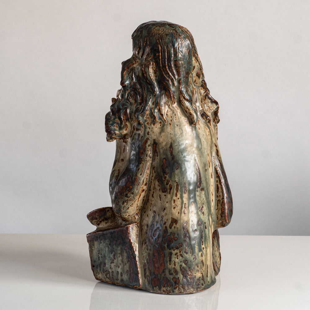 Helge Christoffersen for Royal Copenhagen, Denmark, unique stoneware sculpture of a young woman L3853