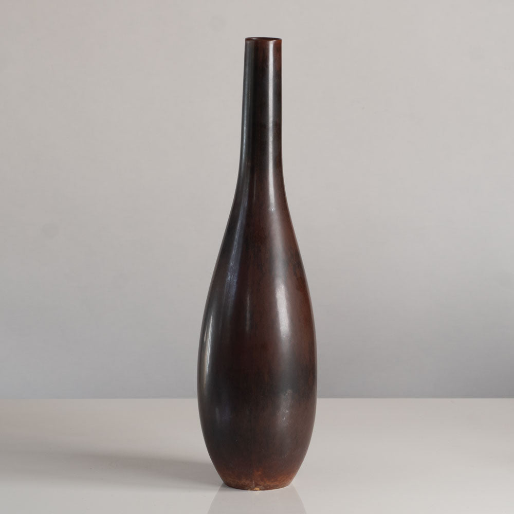 Carl Harry Stalhane for Rorstrand, Sweden, large stoneware vase with brown haresfur glaze L3830