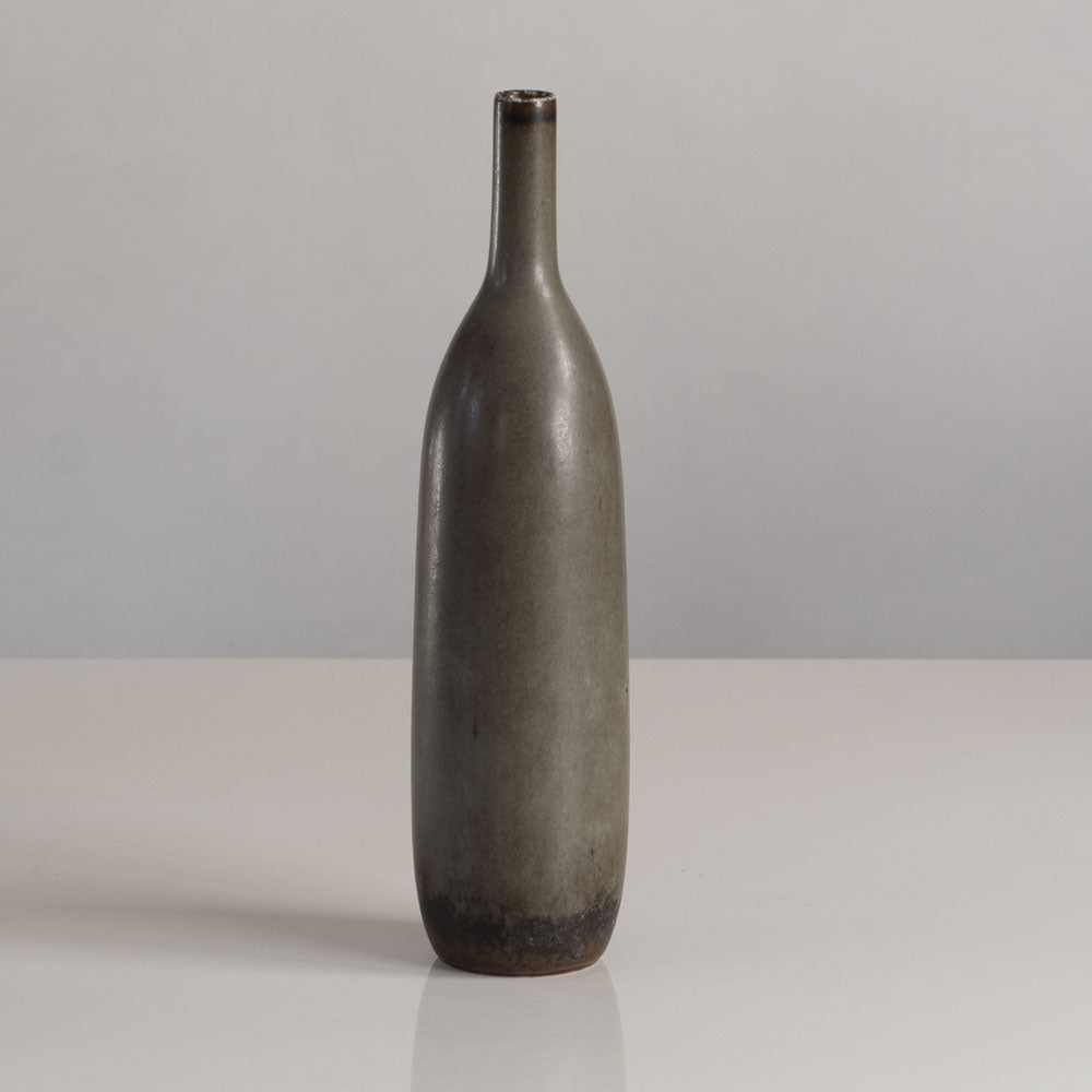 Carl Harry Stålhane for Rörstrand, Sweden, unique stoneware vase with dark brown matte glaze L3827