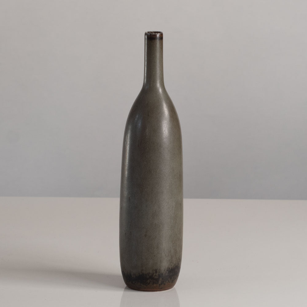 Carl Harry Stålhane for Rörstrand, Sweden, unique stoneware vase with dark brown matte glaze L3827