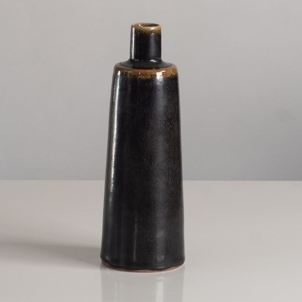Carl Harry Stålhane for Rörstrand, Sweden, unique stoneware vase with dark brown matte glaze L3855