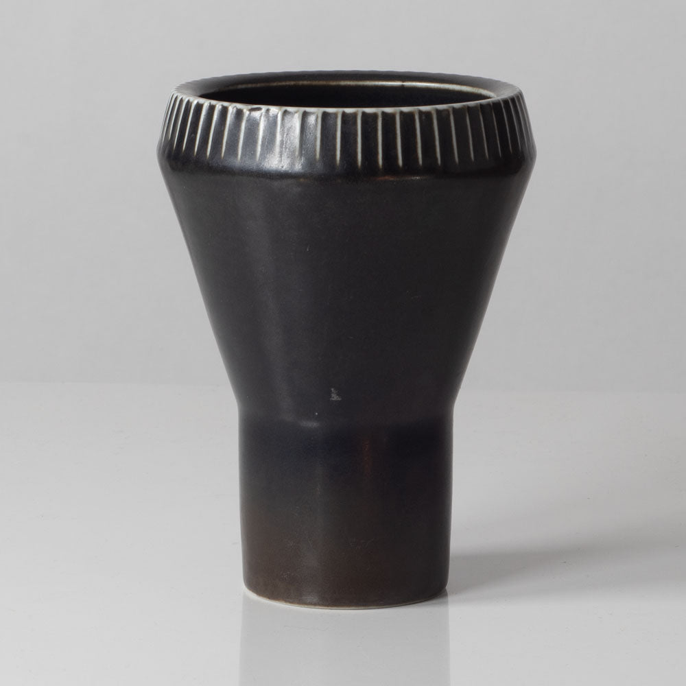 Carl Harry Stålhane for Rörstrand, Sweden,  vase with dark brown matte glaze