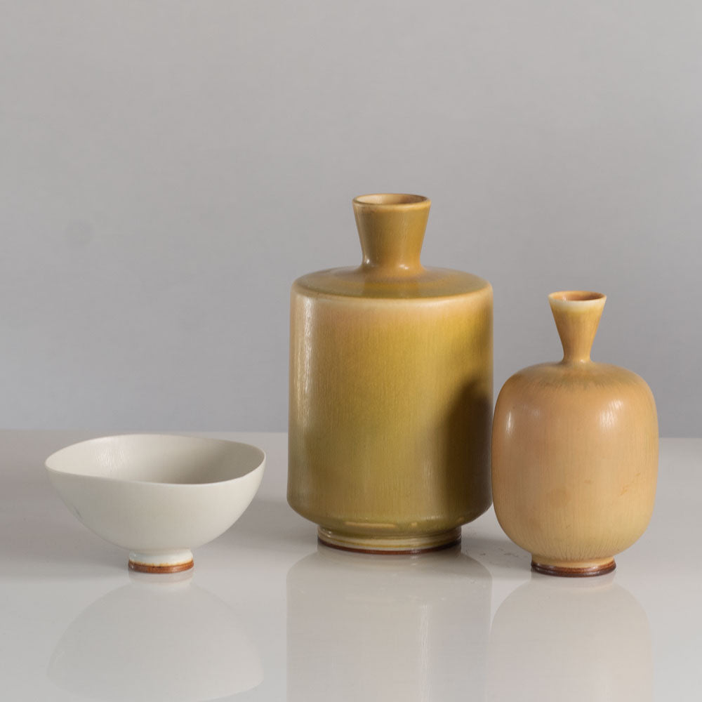 Berndt Friberg for Gustavsberg, Sweden, stoneware bowl with white haresfur glaze L3571