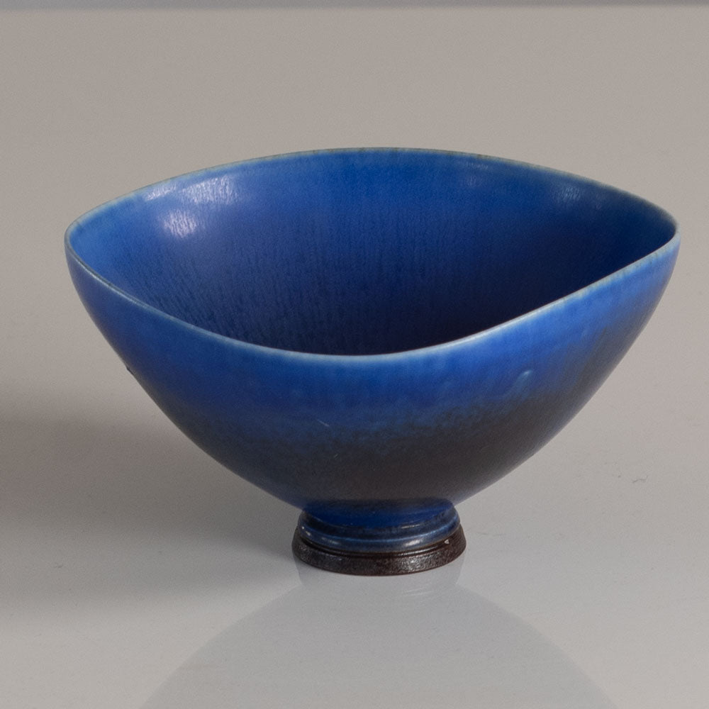 Berndt Friberg for Gustavsberg, Sweden, stoneware bowl with blue haresfur glaze L3831